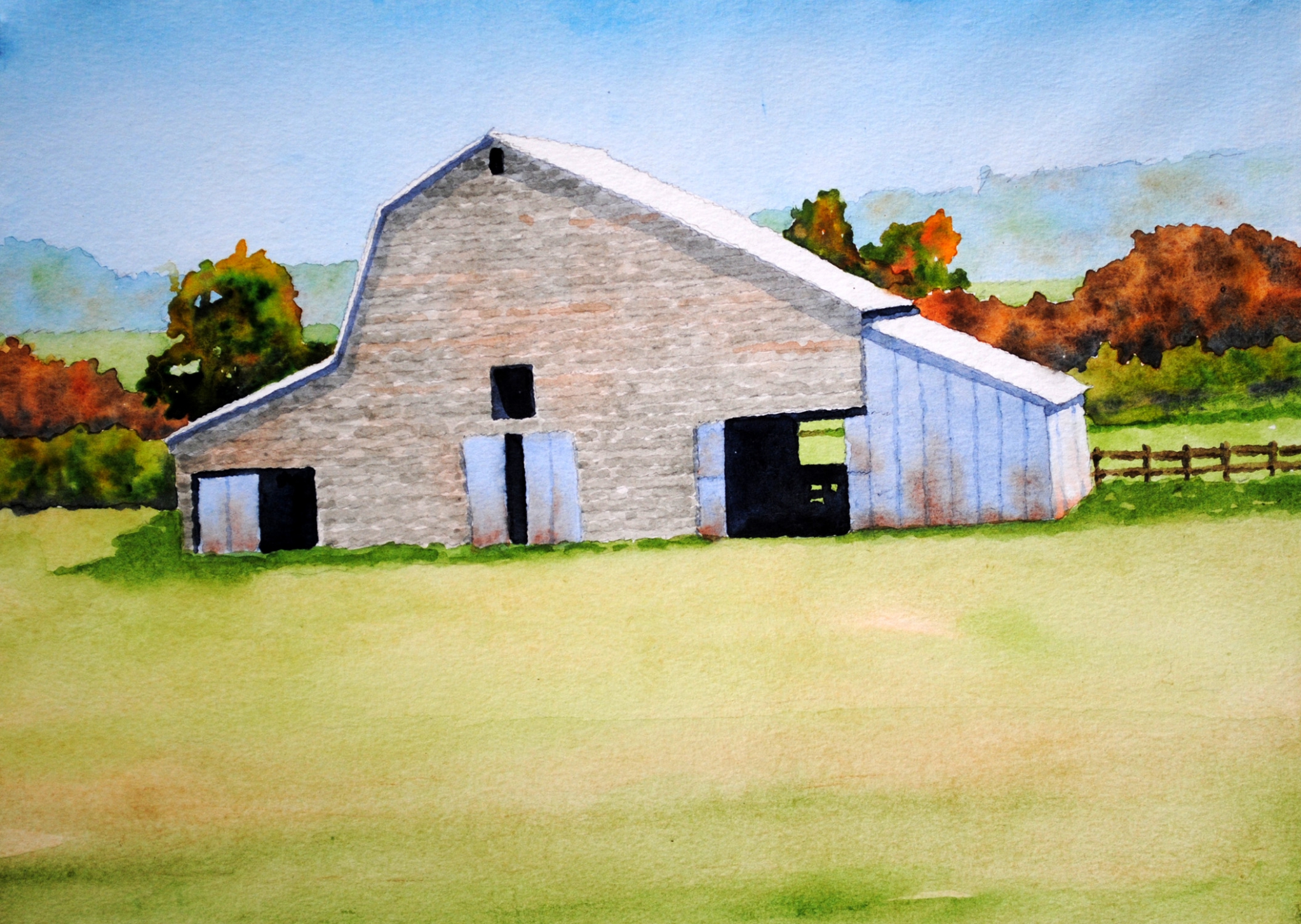 Click here to view old barn with tin by sherman barnes