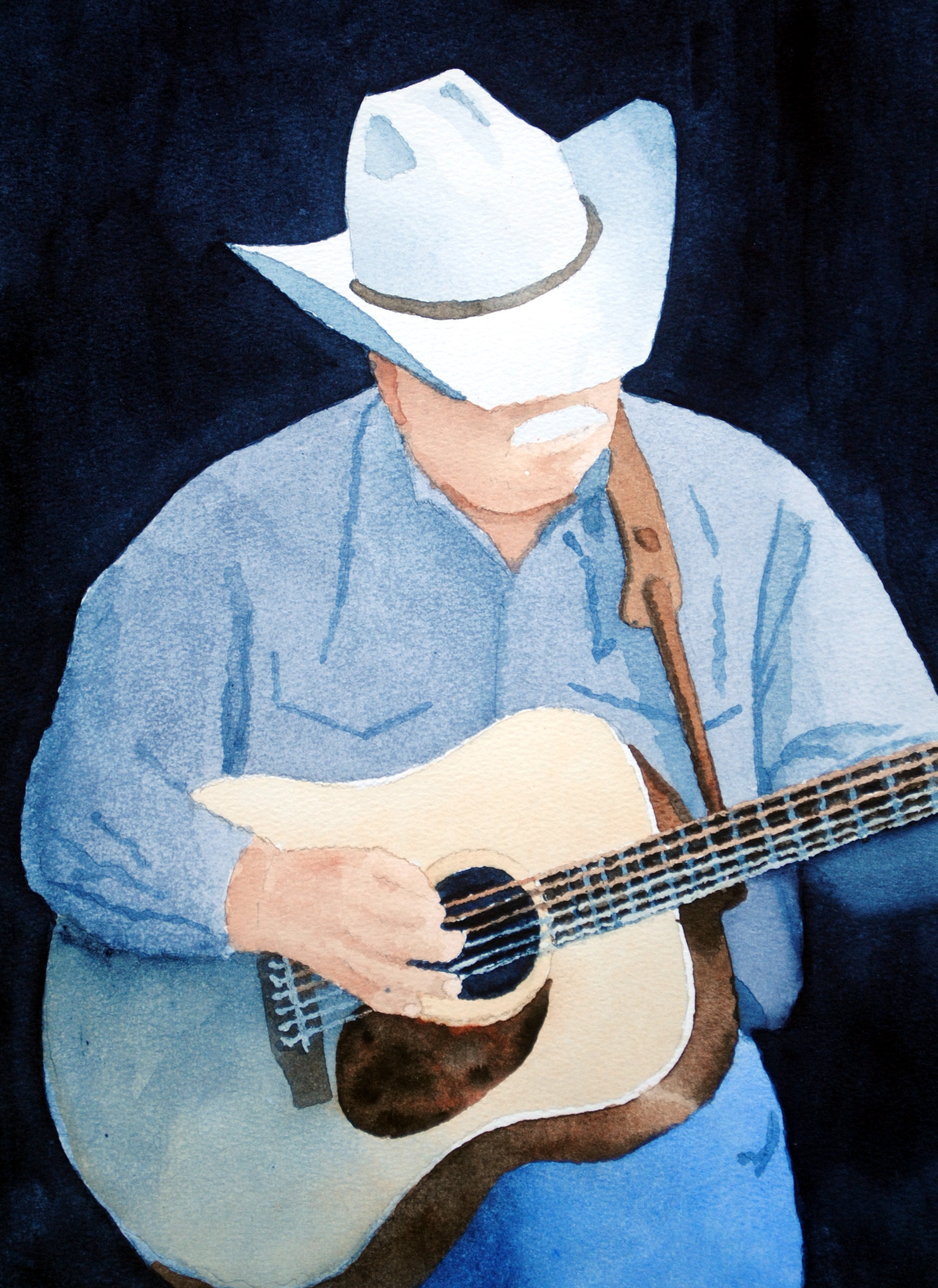Click here to view guitar player with moustache by sherman barnes