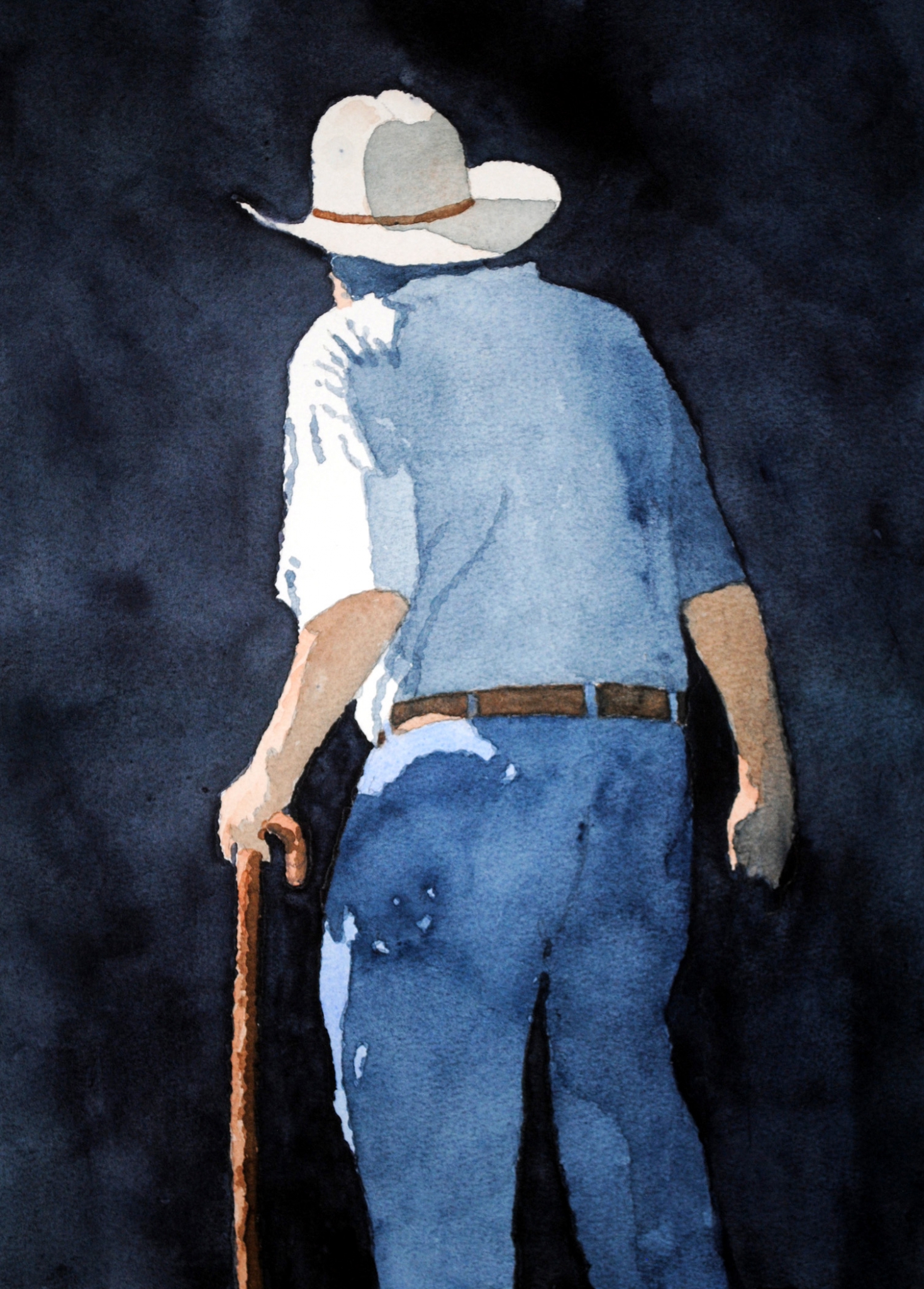 Click here to view man with a walking stick by sherman barnes